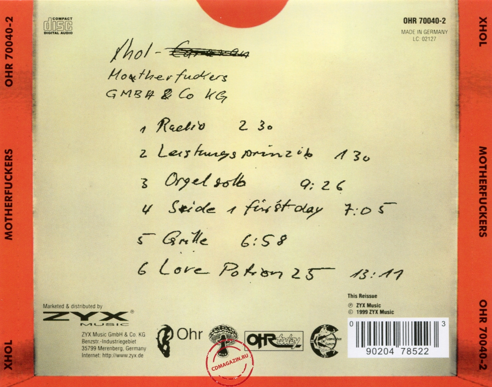 Audio CD: Xhol (1972) Motherfuckers GmbH & Co KG Audio CD: Xhol (1972) Motherfuckers GmbH & Co KG