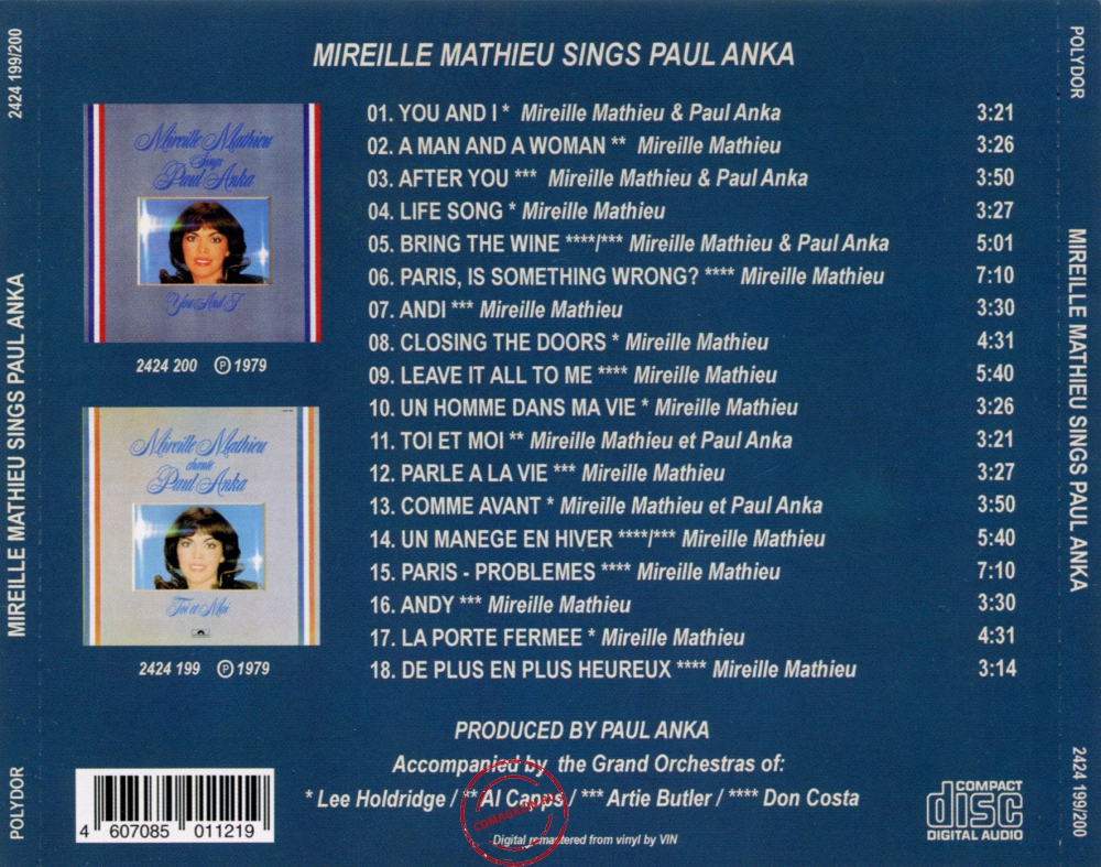 Audio CD: Mireille Mathieu (1979) Sings Paul Anka - You And I + Toi Et Moi Audio CD: Mireille Mathieu (1979) Sings Paul Anka - You And I + Toi Et Moi