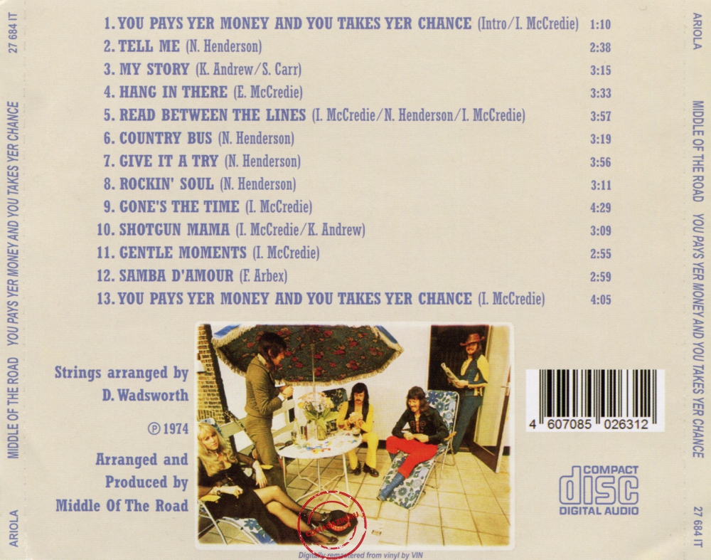 Audio CD: Middle Of The Road (1974) You Pays Yer Money And You Takes Yer Chance Audio CD: Middle Of The Road (1974) You Pays Yer Money And You Takes Yer Chance