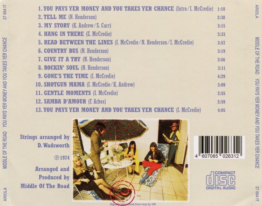 Audio CD: Middle Of The Road (1974) You Pays Yer Money And You Takes Yer Chance