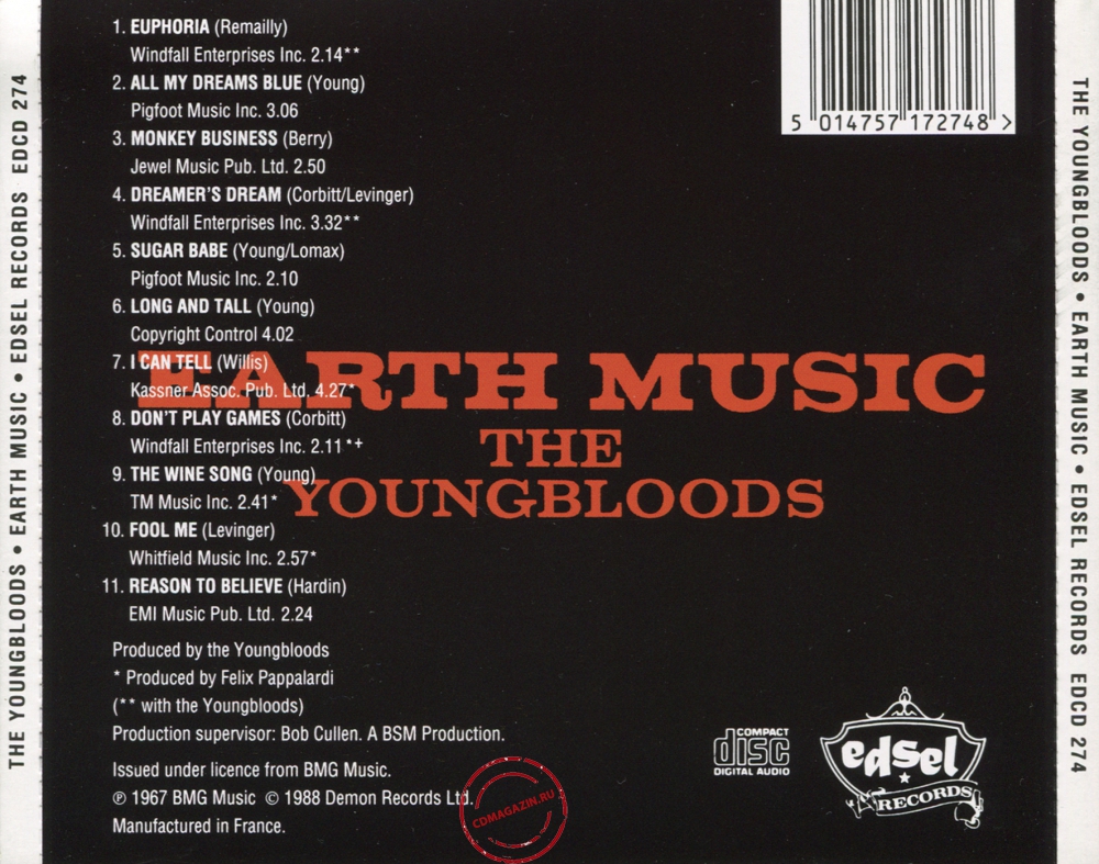 Audio CD: Youngbloods (1967) Earth Music Audio CD: Youngbloods (1967) Earth Music
