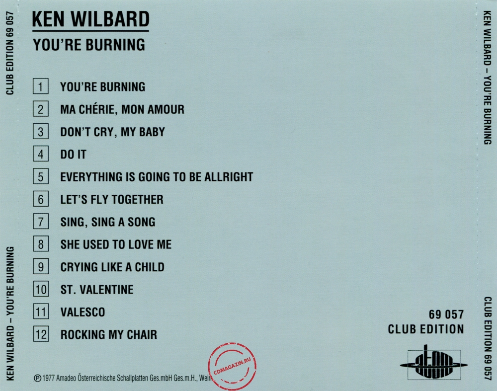 Audio CD: Ken Wilbard (1977) You're Burning