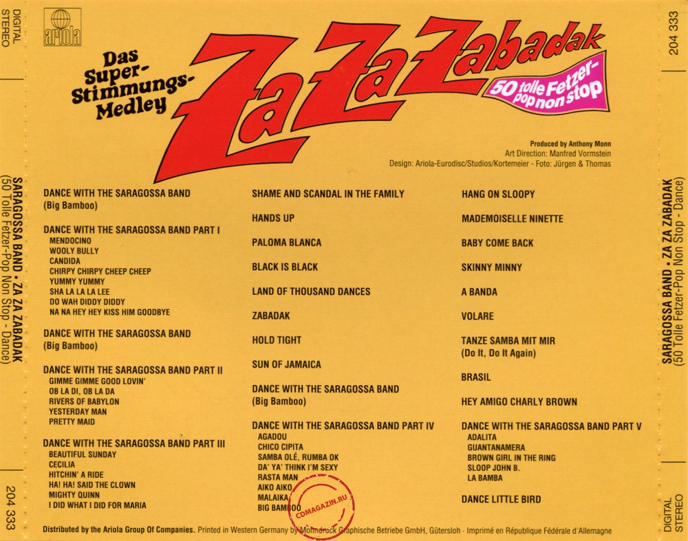 Audio CD: Saragossa Band (1981) Za Za Zabadak-50 Tolle Fetzer-Pop Non Stop