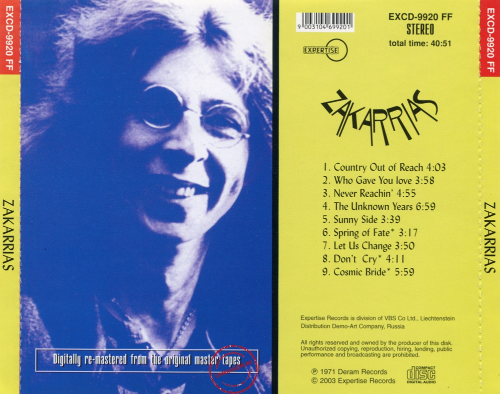 Audio CD: Zakarrias (1971) Zakarrias Audio CD: Zakarrias (1971) Zakarrias