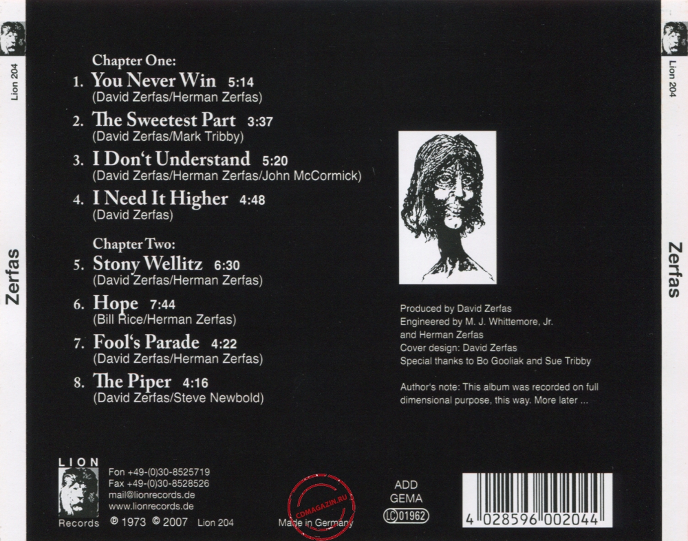 Audio CD: Zerfas (1973) Zerfas Audio CD: Zerfas (1973) Zerfas