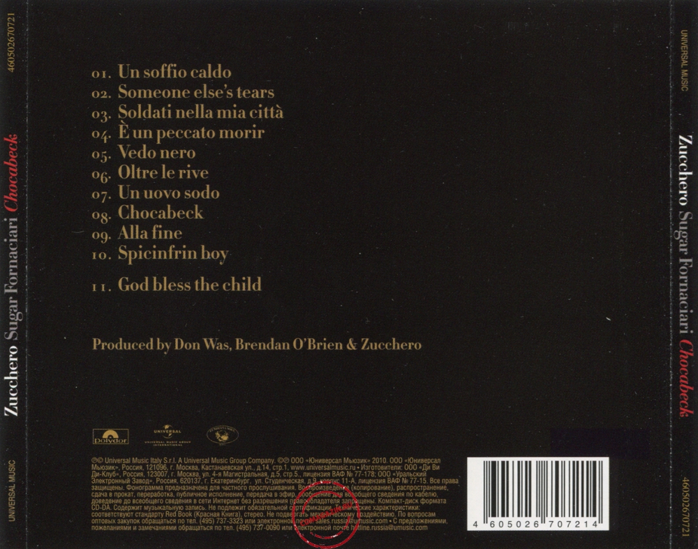 Audio CD: Zucchero (2010) Chocabeck Audio CD: Zucchero (2010) Chocabeck