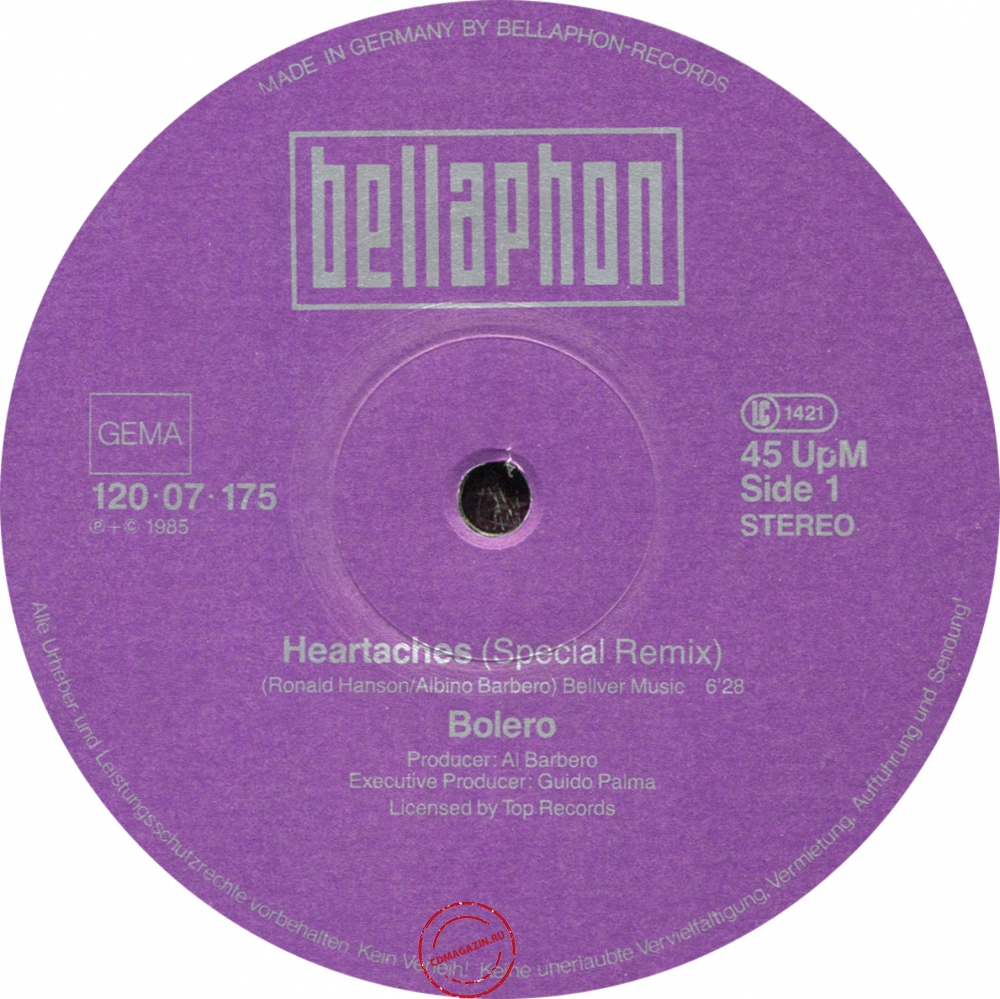 Оцифровка винила: Bolero (1985) Heartache Оцифровка винила: Bolero (1985) Heartache