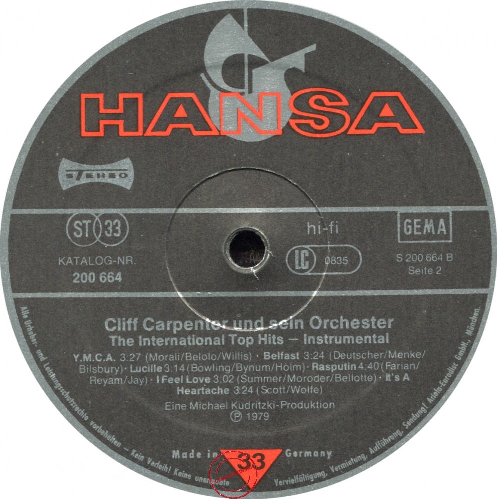 Оцифровка винила: Cliff Carpenter (1979) The International Top-Hits Оцифровка винила: Cliff Carpenter (1979) The International Top-Hits