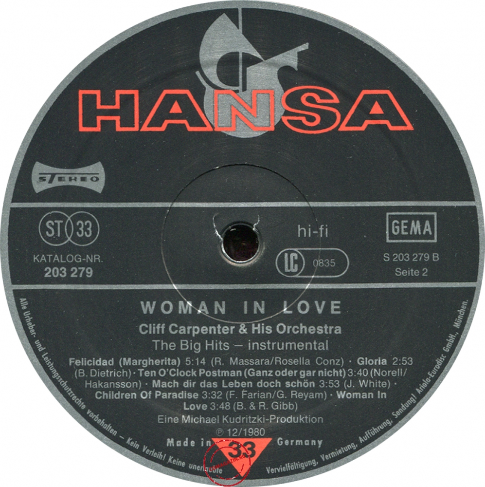 Оцифровка винила: Cliff Carpenter (1981) Woman In Love Оцифровка винила: Cliff Carpenter (1981) Woman In Love