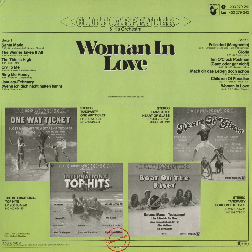 Оцифровка винила: Cliff Carpenter (1981) Woman In Love Оцифровка винила: Cliff Carpenter (1981) Woman In Love