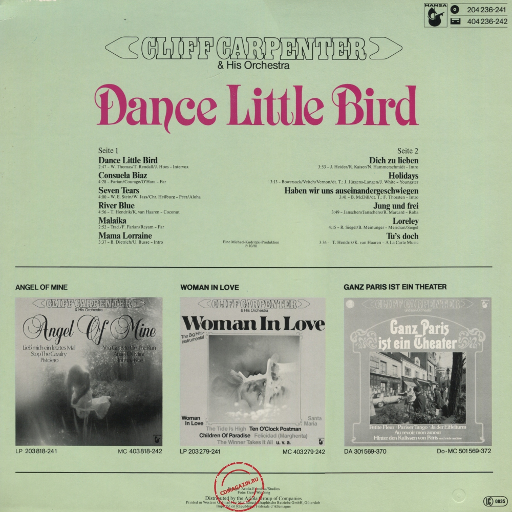 Оцифровка винила: Cliff Carpenter (1981) Dance Little Bird