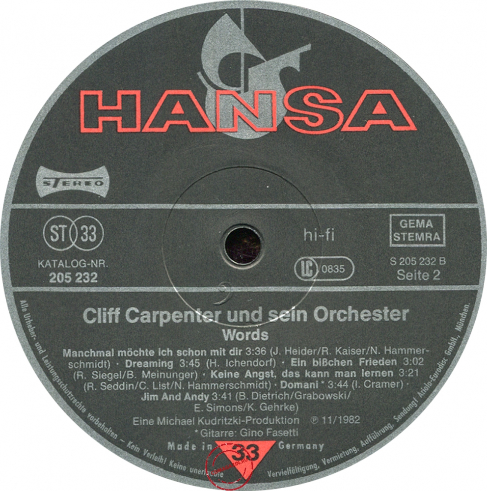 Оцифровка винила: Cliff Carpenter (1982) Words Оцифровка винила: Cliff Carpenter (1982) Words