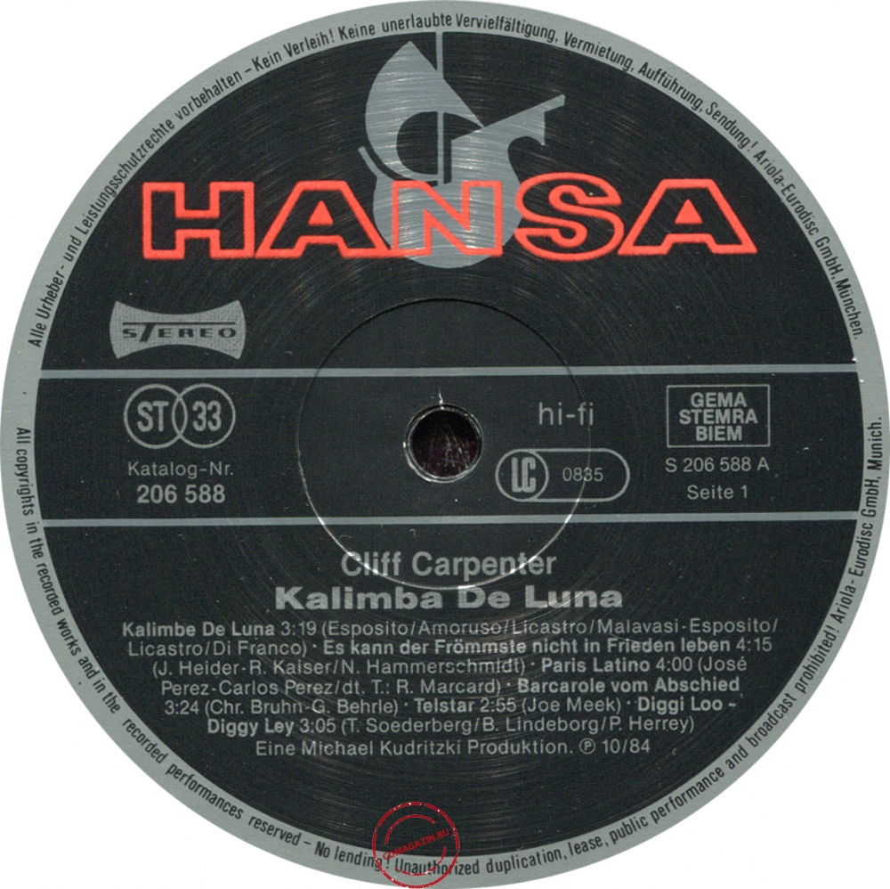 Оцифровка винила: Cliff Carpenter (1984) Kalimba De Luna Оцифровка винила: Cliff Carpenter (1984) Kalimba De Luna