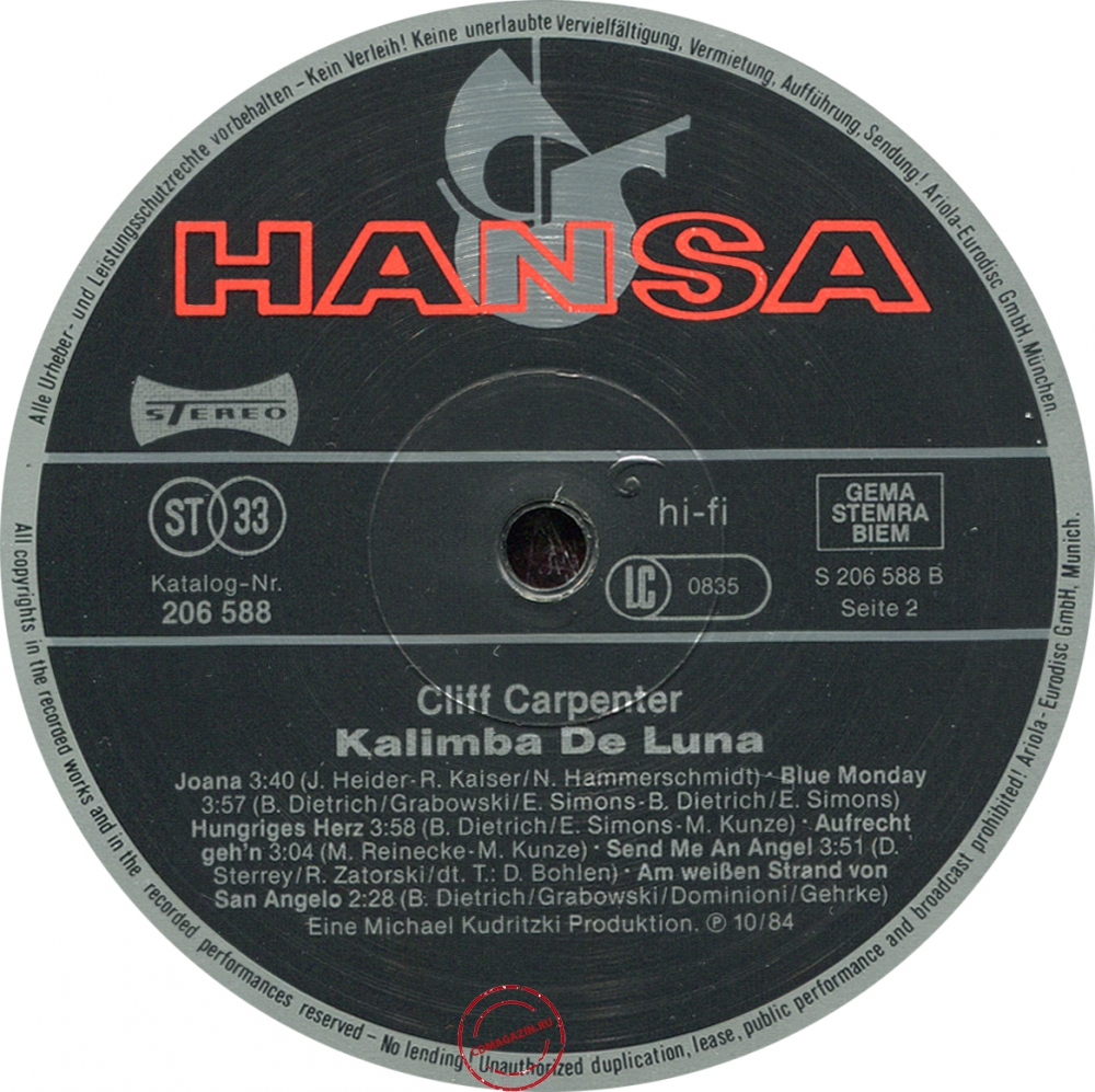 Оцифровка винила: Cliff Carpenter (1984) Kalimba De Luna Оцифровка винила: Cliff Carpenter (1984) Kalimba De Luna