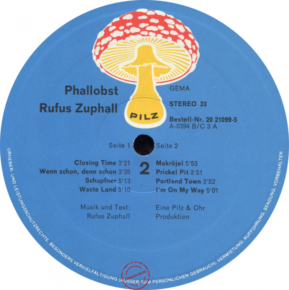 Оцифровка винила: Rufus Zuphall (1971) Phallobst Оцифровка винила: Rufus Zuphall (1971) Phallobst