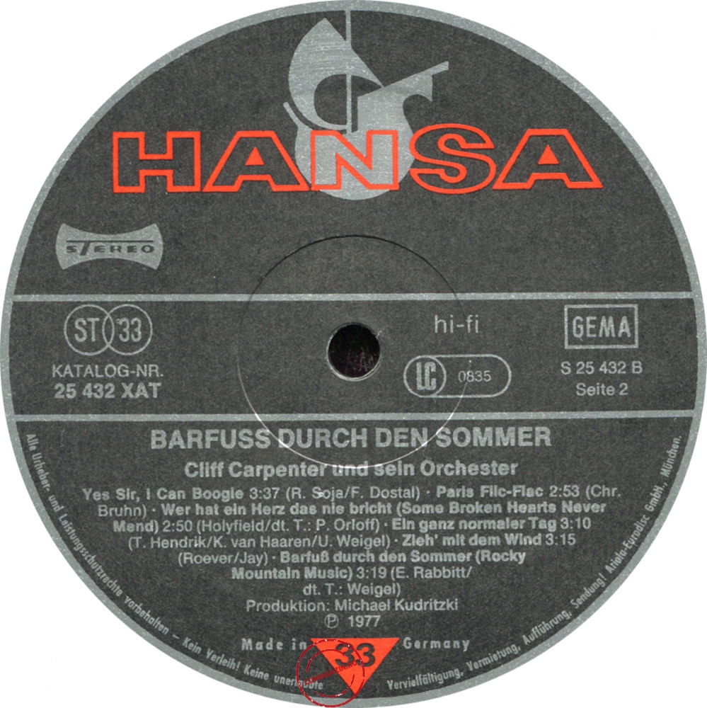 Оцифровка винила: Cliff Carpenter (1977) Barfuß Durch Den Sommer Оцифровка винила: Cliff Carpenter (1977) Barfuß Durch Den Sommer