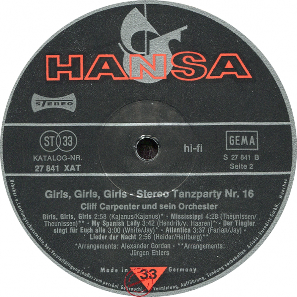 Оцифровка винила: Cliff Carpenter (1976) Girls, Girls, Girls Оцифровка винила: Cliff Carpenter (1976) Girls, Girls, Girls
