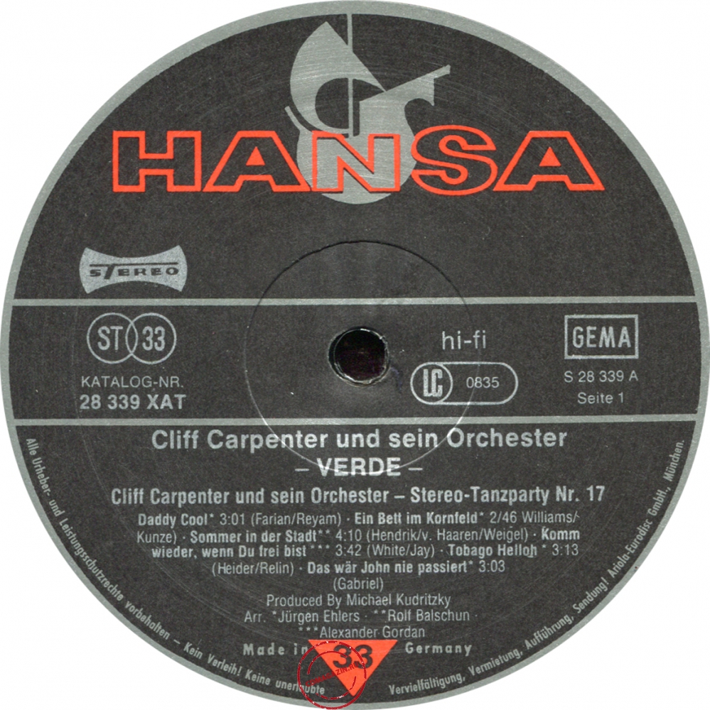 Оцифровка винила: Cliff Carpenter (1976) Verde
