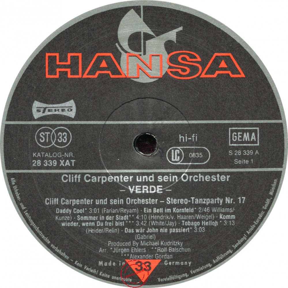 Оцифровка винила: Cliff Carpenter (1976) Verde Оцифровка винила: Cliff Carpenter (1976) Verde