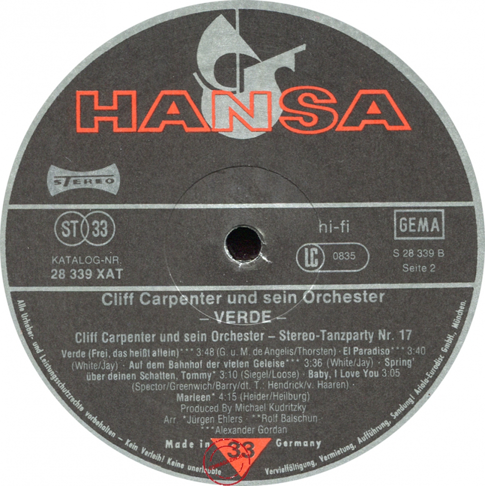 Оцифровка винила: Cliff Carpenter (1976) Verde Оцифровка винила: Cliff Carpenter (1976) Verde