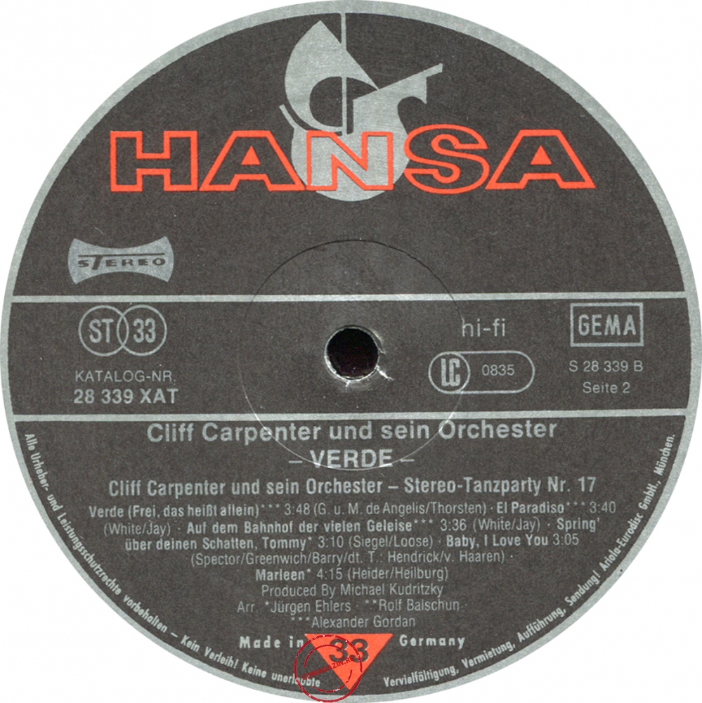 Оцифровка винила: Cliff Carpenter (1976) Verde