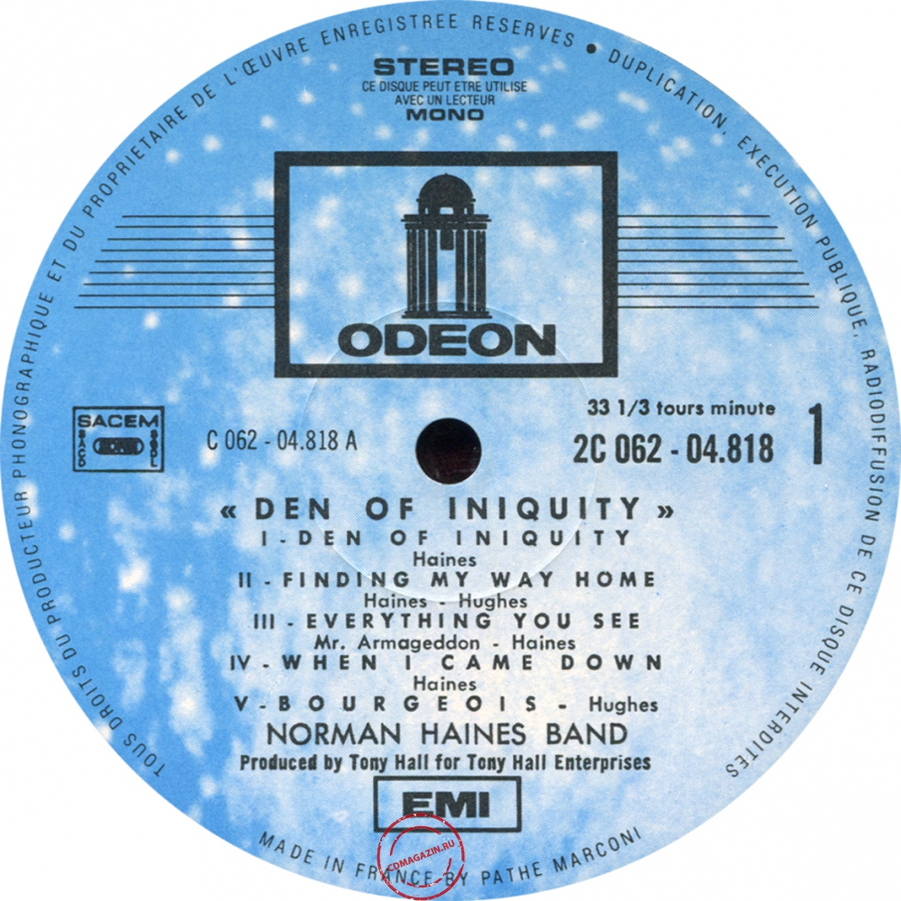 Оцифровка винила: Norman Haines Band (1971) Den Of Iniquity Оцифровка винила: Norman Haines Band (1971) Den Of Iniquity