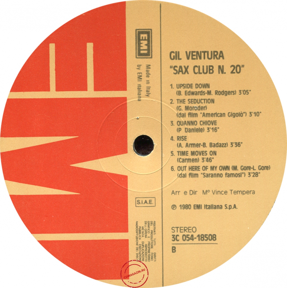 Оцифровка винила: Gil Ventura (1980) Sax Club Number 20