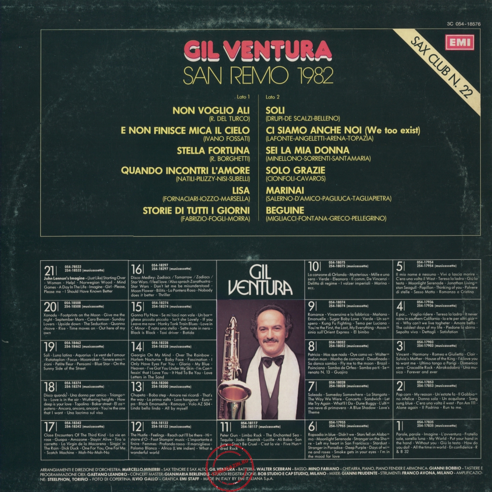 Оцифровка винила: Gil Ventura (1982) Sax Club Number 22 (San Remo 1982)