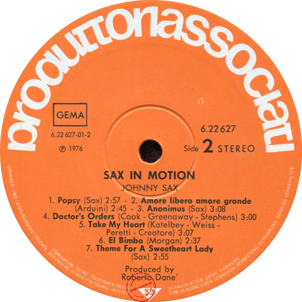 Оцифровка винила: Johnny Sax (1976) Sax In Motion Оцифровка винила: Johnny Sax (1976) Sax In Motion