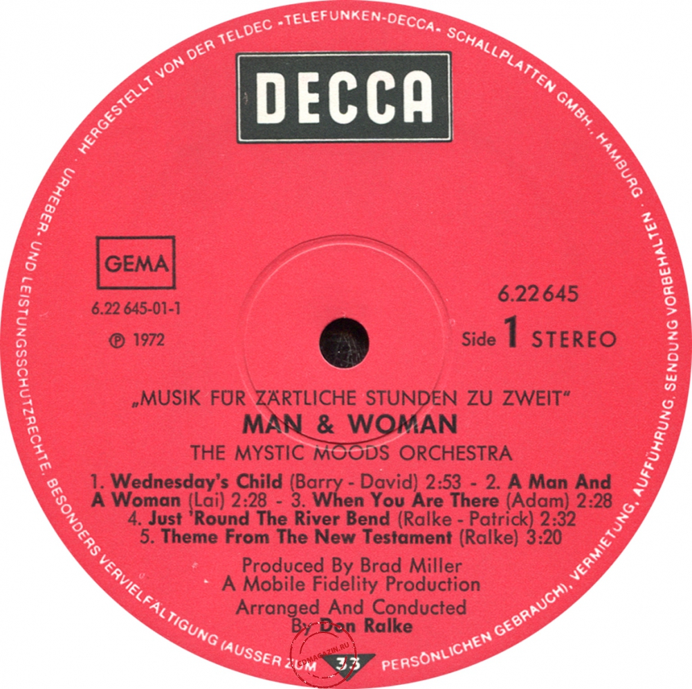 Оцифровка винила: Mystic Moods Orchestra (1967) Man & Woman Оцифровка винила: Mystic Moods Orchestra (1967) Man & Woman