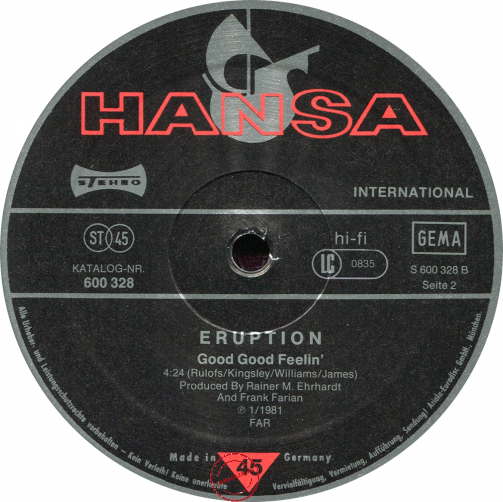 Оцифровка винила: Eruption (4) (1981) Runaway / Good Good Feelin' Оцифровка винила: Eruption (4) (1981) Runaway / Good Good Feelin'