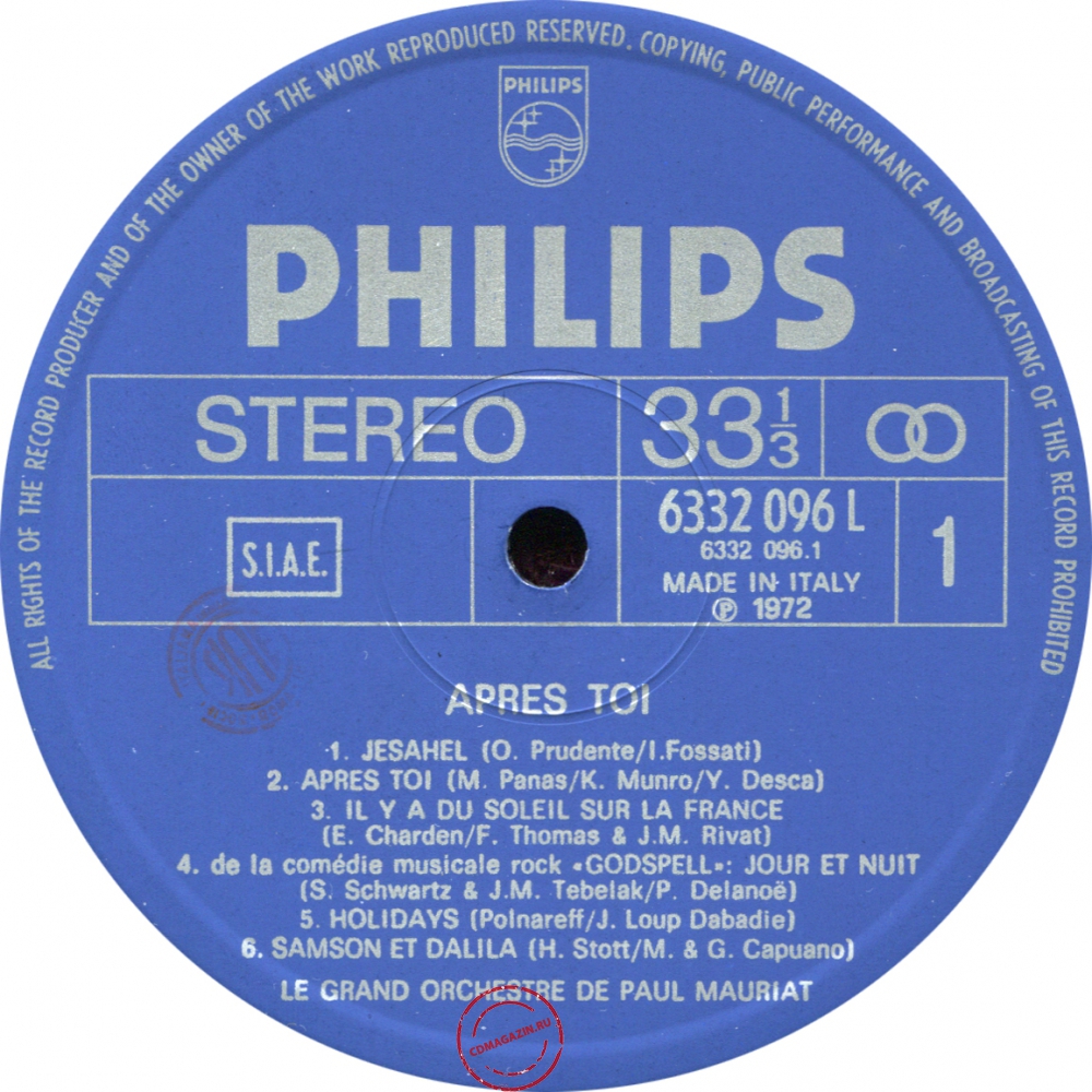 Оцифровка винила: Paul Mauriat (1972) Apres Toi Оцифровка винила: Paul Mauriat (1972) Apres Toi
