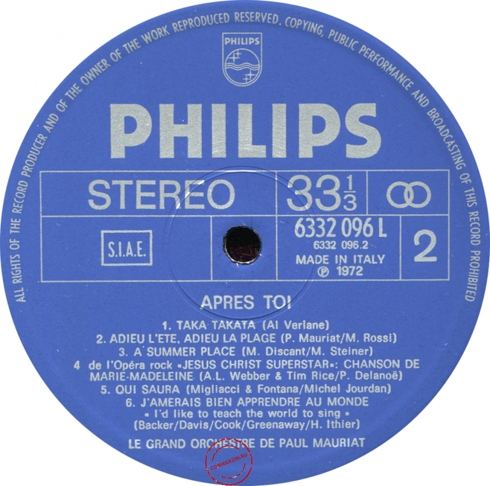 Оцифровка винила: Paul Mauriat (1972) Apres Toi Оцифровка винила: Paul Mauriat (1972) Apres Toi