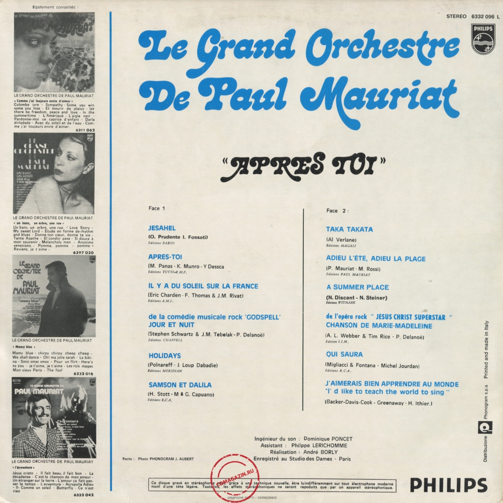 Оцифровка винила: Paul Mauriat (1972) Apres Toi Оцифровка винила: Paul Mauriat (1972) Apres Toi