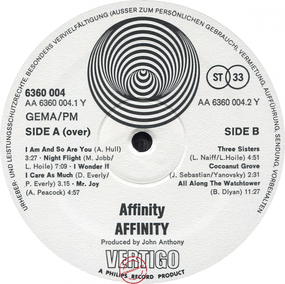 Оцифровка винила: Affinity (4) (1970) Affinity