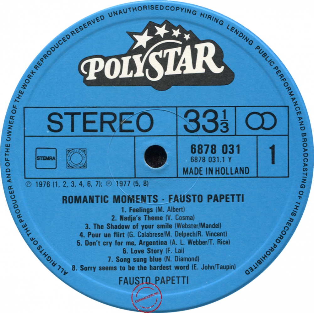 Оцифровка винила: Fausto Papetti (1980) Romantic Moments Оцифровка винила: Fausto Papetti (1980) Romantic Moments