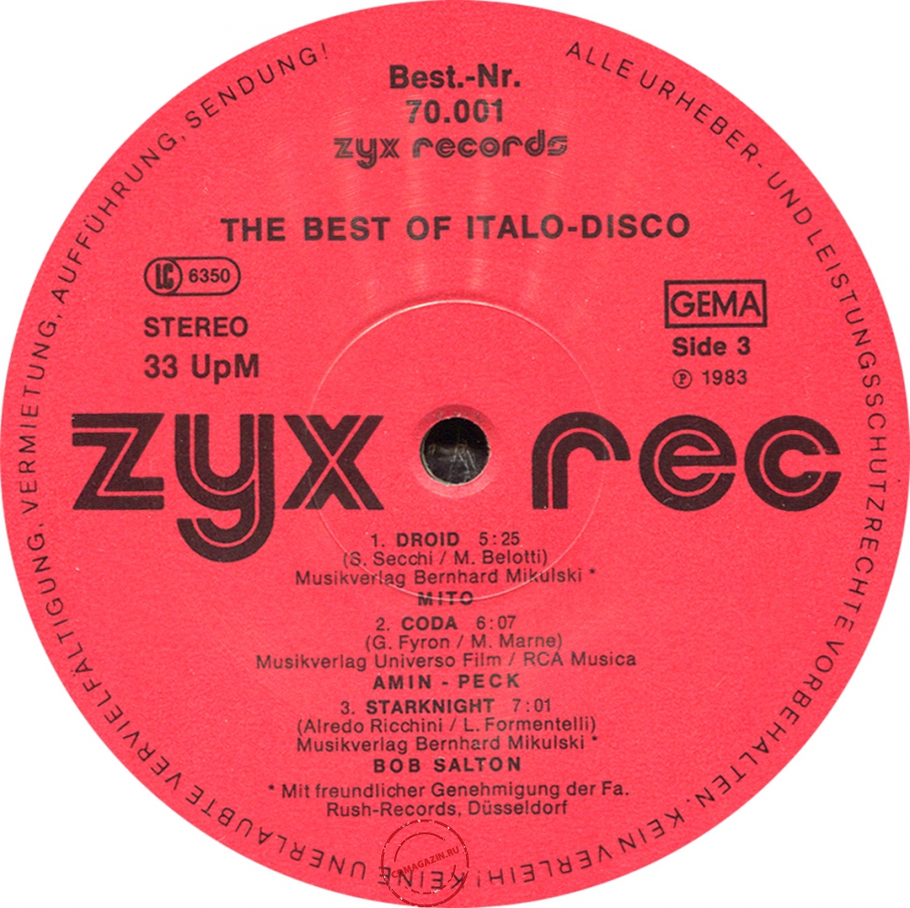 Оцифровка винила: VA The Best Of Italo-Disco (1983) Vol. 1