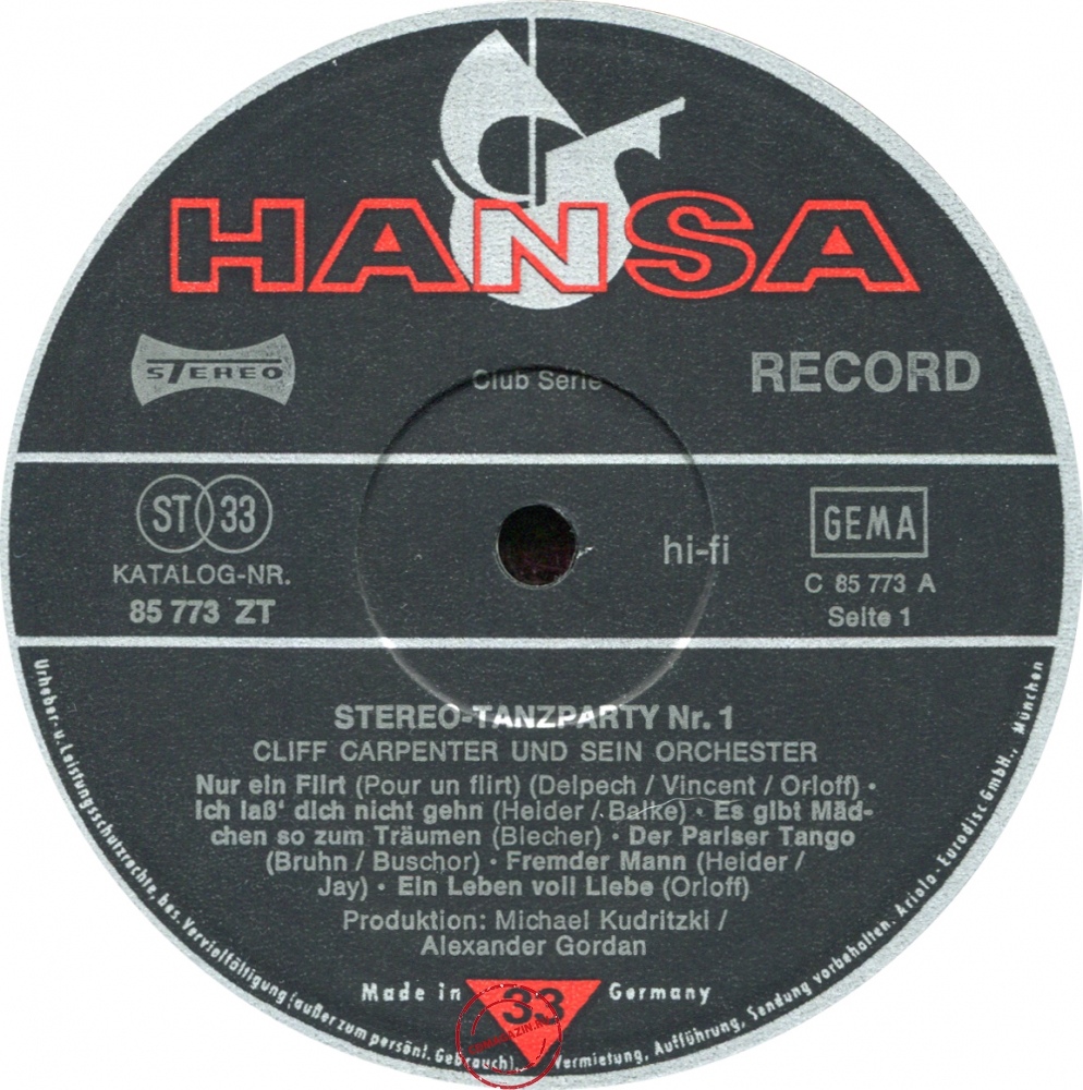 Оцифровка винила: Cliff Carpenter (1972) Stereo Tanzparty Nr. 1 Оцифровка винила: Cliff Carpenter (1972) Stereo Tanzparty Nr. 1
