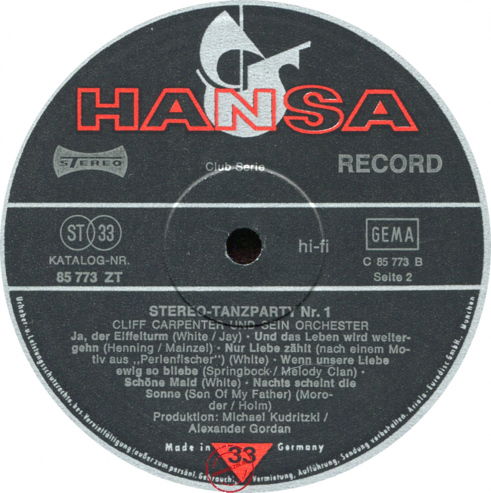 Оцифровка винила: Cliff Carpenter (1972) Stereo Tanzparty Nr. 1 Оцифровка винила: Cliff Carpenter (1972) Stereo Tanzparty Nr. 1