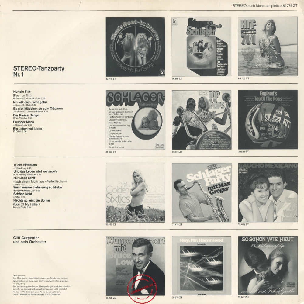 Оцифровка винила: Cliff Carpenter (1972) Stereo Tanzparty Nr. 1 Оцифровка винила: Cliff Carpenter (1972) Stereo Tanzparty Nr. 1