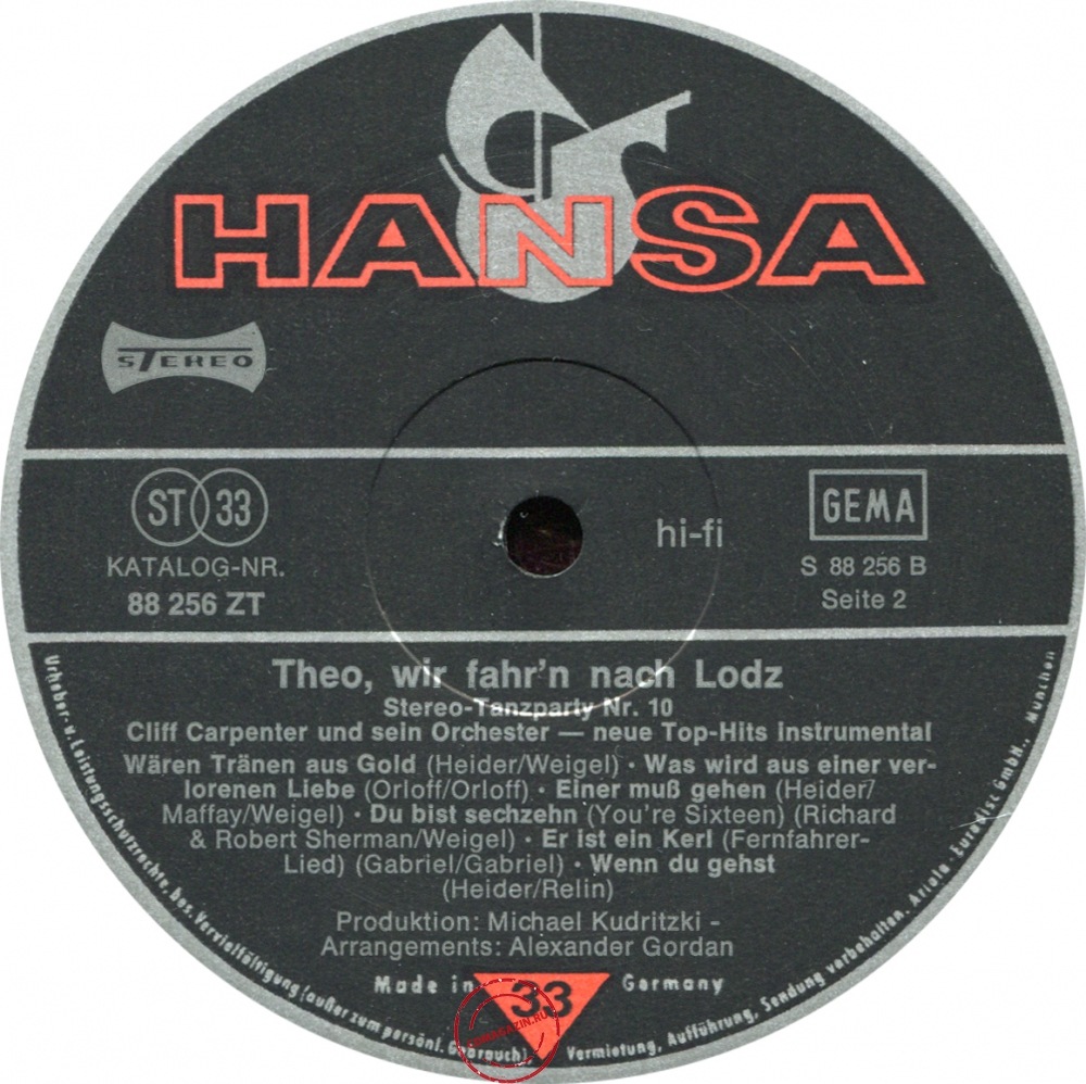 Оцифровка винила: Cliff Carpenter (1974) Theo, Wir Fahr'n Nach Lodz Оцифровка винила: Cliff Carpenter (1974) Theo, Wir Fahr'n Nach Lodz