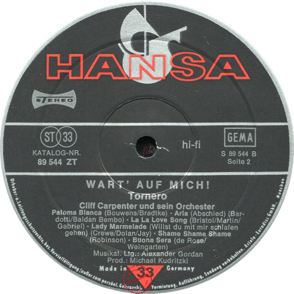 Оцифровка винила: Cliff Carpenter (1975) Wart' Auf Mich! (Tornero) Оцифровка винила: Cliff Carpenter (1975) Wart' Auf Mich! (Tornero)
