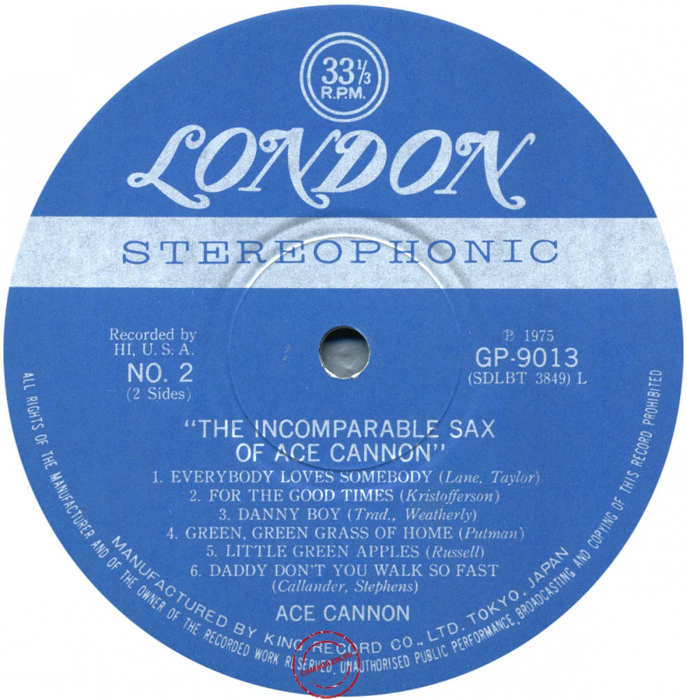 Оцифровка винила: Ace Cannon (1975) The Incomparable Sax Of Ace Cannon Оцифровка винила: Ace Cannon (1975) The Incomparable Sax Of Ace Cannon