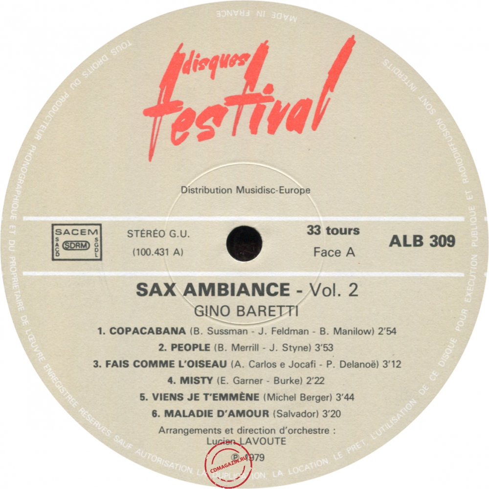 Оцифровка винила: Gino Baretti (1979) Sax Ambiance Vol 2 Оцифровка винила: Gino Baretti (1979) Sax Ambiance Vol 2