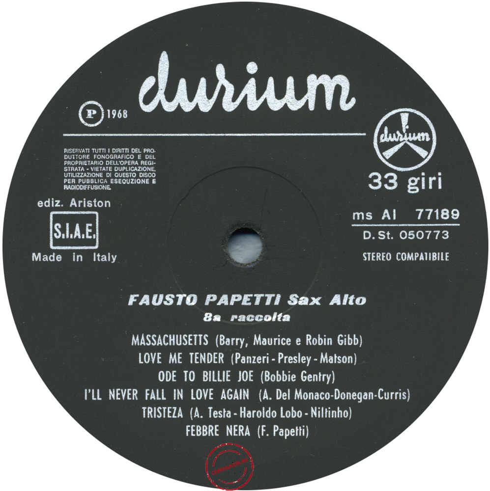 Оцифровка винила: Fausto Papetti (1968) 8a Raccolta Оцифровка винила: Fausto Papetti (1968) 8a Raccolta