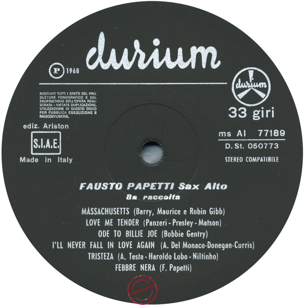 Оцифровка винила: Fausto Papetti (1968) 8a Raccolta