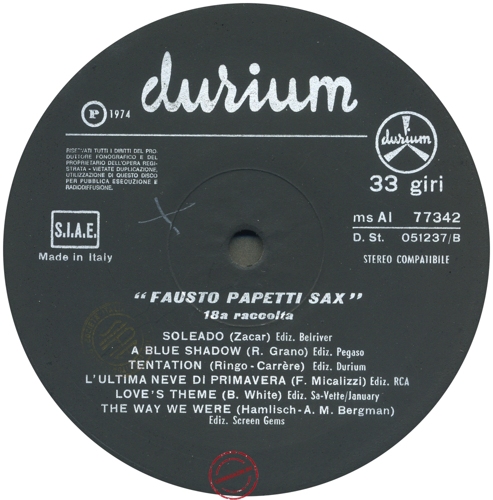 Оцифровка винила: Fausto Papetti (1974) 18a Raccolta Оцифровка винила: Fausto Papetti (1974) 18a Raccolta
