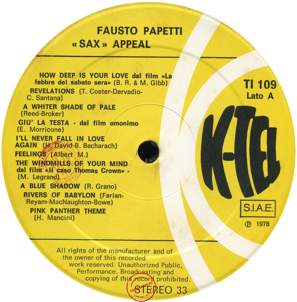 Оцифровка винила: Fausto Papetti (1978) "Sax" Appeal Оцифровка винила: Fausto Papetti (1978) "Sax" Appeal