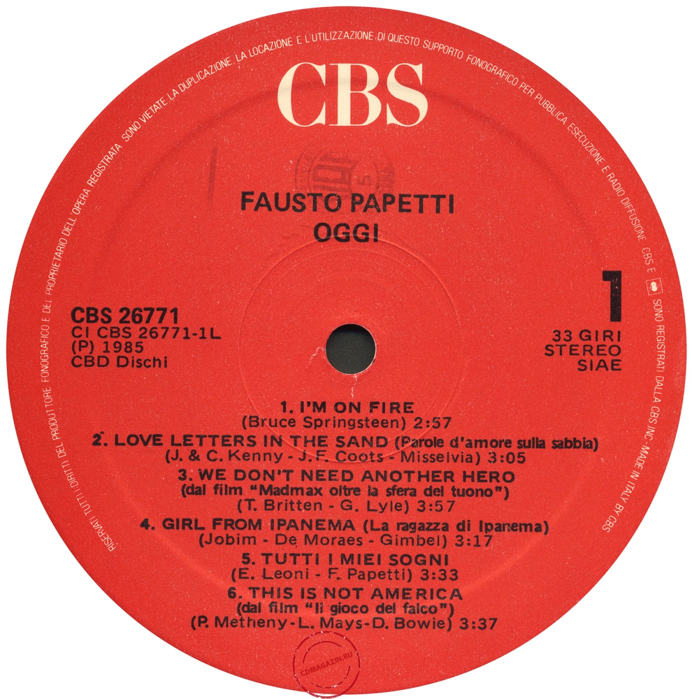 Оцифровка винила: Fausto Papetti (1985) Oggi (40a Raccolta) Оцифровка винила: Fausto Papetti (1985) Oggi (40a Raccolta)