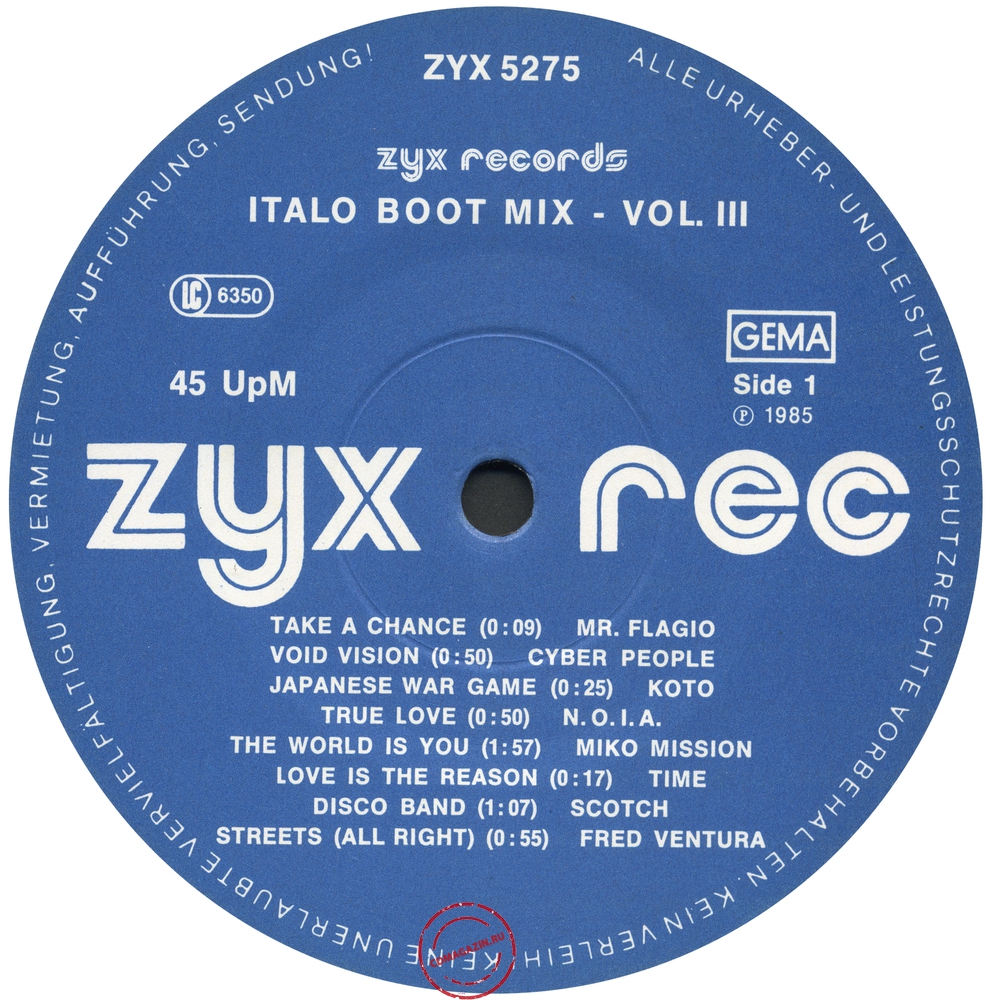 Оцифровка винила: VA Italo Boot Mix (1985) Vol.3